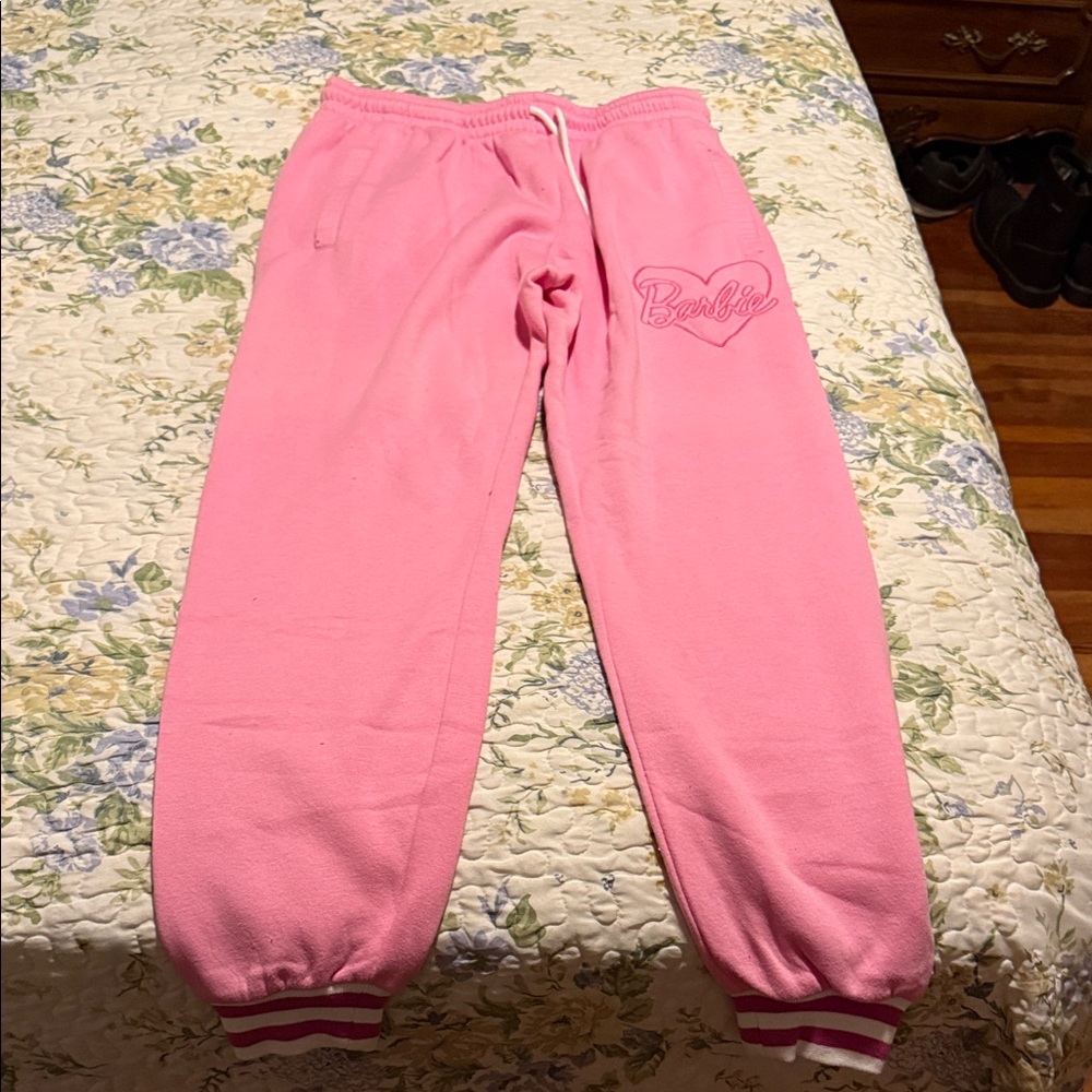 Barbie Heart Embroidered Pink Joggers